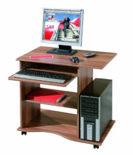 Links PC Schreibtisch Walnuss mit Rollen-1